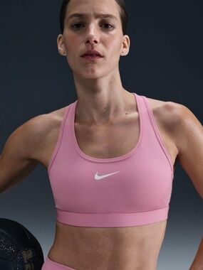 Nike Light Pink Racerback Swoosh Medium Performance Sports Bra